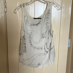 Cream colored top with beautiful silver beading, worn once at a wedding!